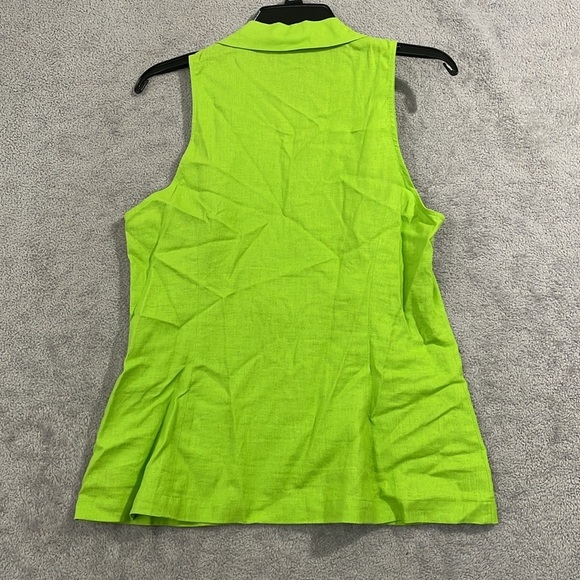 NEW Michael Kors Womens M Linen Blend Button Solid-Color Sleeveless Green Apple - Picture 3 of 8